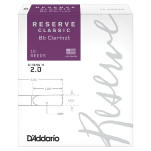 Rico DCT1020 Reserve Classic Bb Clarinet Reeds - Strength 2.0 (10-Pack)