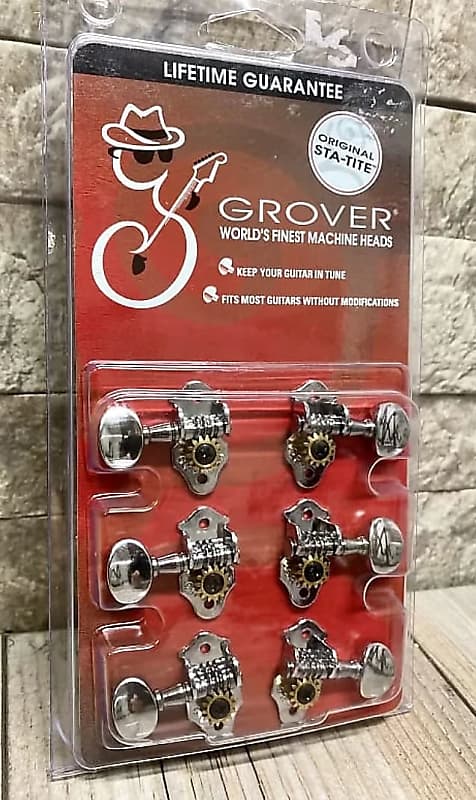 Grover #0060156100 - Sta-tite 3 per side Tuning/Machine Heads (6) V98CM, Chrome, Fits Gretsch and More image 1