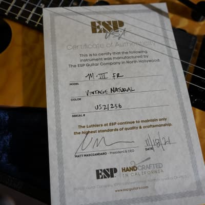 ESP USA M-III FR  Vintage Natural 6-String Electric Guitar w/ Black Tolex Case (2021) image 12