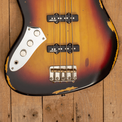 Vintage VJ74 Icon Bass Distressed Sunset Sunburst Left-Hand/Gaucher image 3