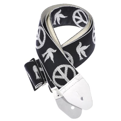 Souldier Guitar Strap - Black Neil Young Peace Dove (White Ends) image 1