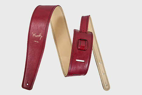 Moody Leather 2.5 Distressed Leather Backed Strap- Red/Cream