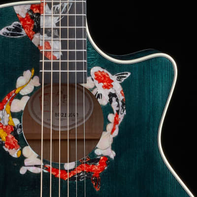 Hsienmo KOI Fish Aqua Blue Full Solid Acoustic Guitar with hardcase image 5