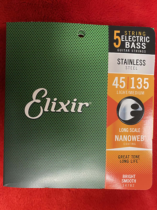 Elixir 14782 Nanoweb coated stainless steel 5 string bass guitar set 45-135 image 1