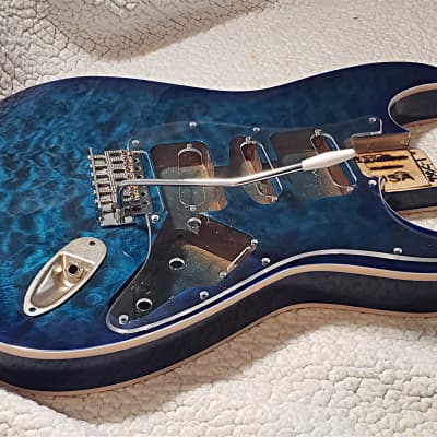 USA made,Double bound Alder body in Blueberry clouds with beautiful quilt maple top.Made for a Strat body# BBC-1. image 7
