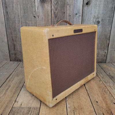 Fender Tweed Narrow Panel Deluxe Amp 5E3 with 5F6 tube chart 1958 - Tweed image 3