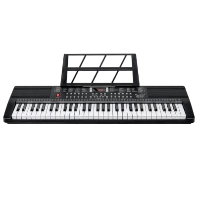 Glarry EP-110 61 Key Keyboard with Piano Stand, Piano Bench, Built In Speakers, Headphone, Microphone, Music Rest, LED Screen, 3 Teaching Modes for Beginners 2020s - Black image 2