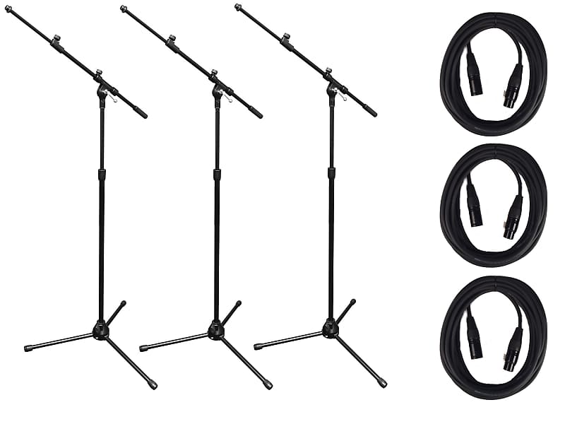 Vu MST100-PK3  Tripod Microphone Stand Bundle with 3 Stands and 3 XLR Cables image 1