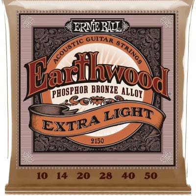 Ernie Ball 2150 Earthwood Phosphor Bronze Acoustic Guitar Strings - .010-.050 Extra Light image 1