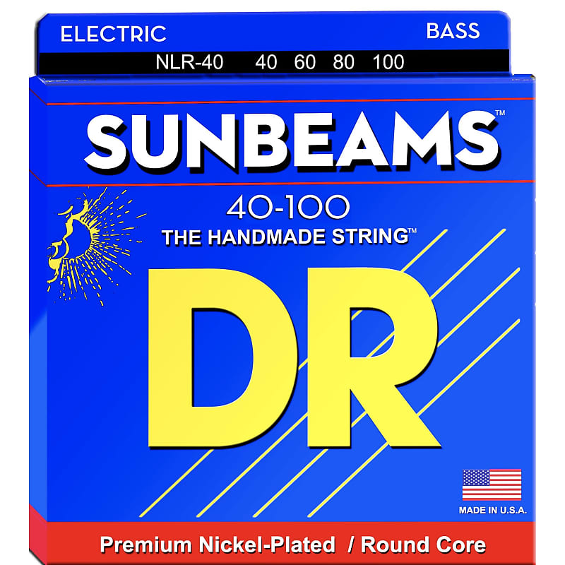 DR Strings NLR-40 Sunbeams, Premium Nickel-Plated / Round Core Bass Strings (40-100, 4 String Set) image 1