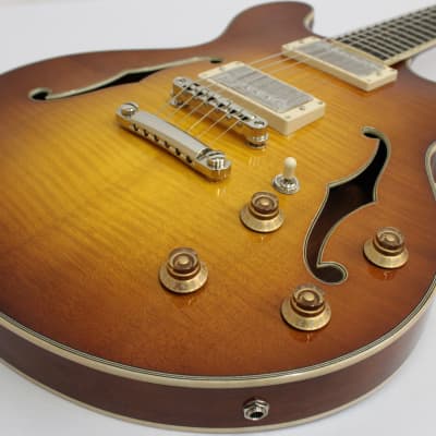 Eastman T185MX Thinline Archtop Electric Guitar, Goldburst image 5