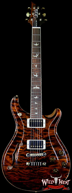 PRS Wood Library 1-Piece Quilt 10 Top McCarty 594 Semi-Hollow Brazilian  Rosewood Board Orange Tiger