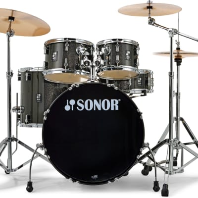 Sonor AQX Stage 5-piece Drum Set with Hardware Pack - Black Midnight Sparkle