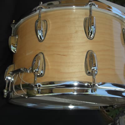 Slingerland 14x8 snare drum 20 lugs, Stick saver hoops 80s/90s - Natural Maple Gloss image 23