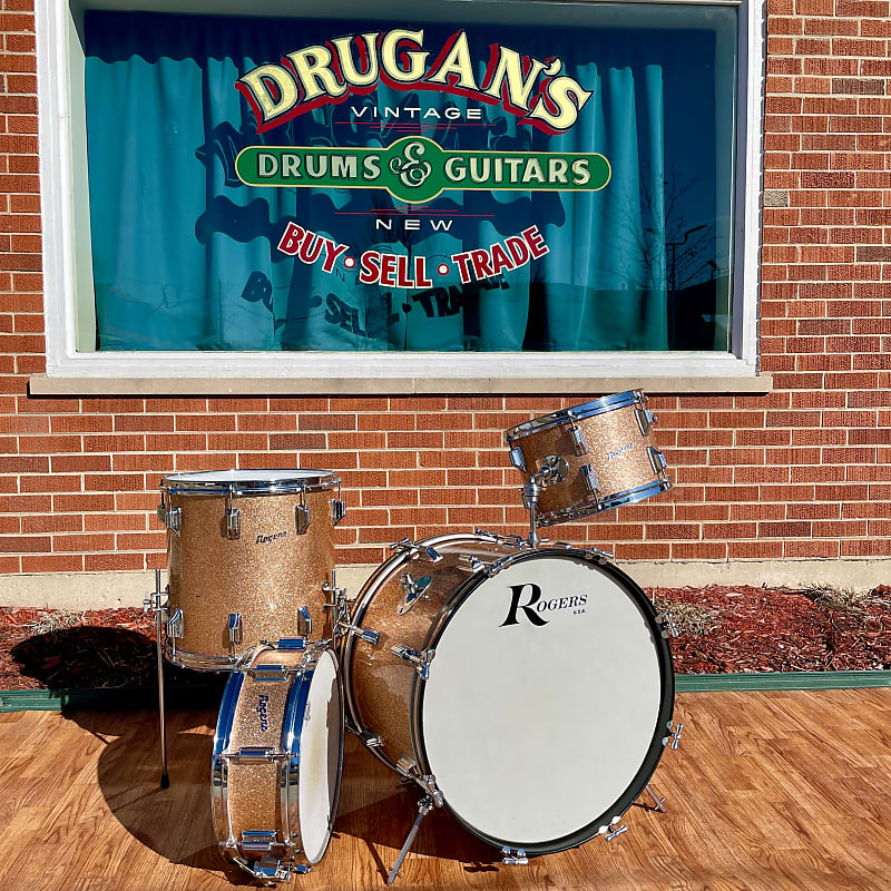 1960s Rogers Holiday Drum Set w/ Snare Pink Champagne Pearl Sparkle 20/12/14/5x14 image 1