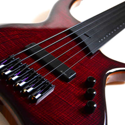 Cortex Bass Napoléon 6 String Fretless - Ash Top in Translucent Red Sunburst image 3