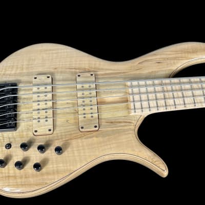 2022 F Bass BN5 Deluxe 5-String Bass with Spalted Maple Top Swamp Ash Body & Active EQ  ~Natural image 2