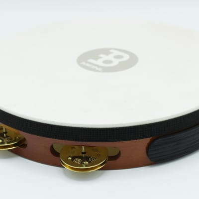 Meinl TAH1B-AB Headed Wood Tambourine Brass Jingles 1 Row African Brown image 2