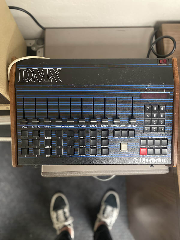 Oberheim DMX 8Voice Drum Machine 1981 Blue with Wood Sides Reverb