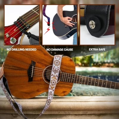  Guitar Strap For Acoustic Guitar , Electric Guitar and Bass  Guitar, Adjustable Multi Color Woven Guitar Strap W/ FREE BONUS 2 Picks +  Strap Locks + Strap Button. Gift Set For