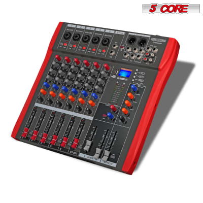 5 Core Audio Mixer DJ Equipment Digital Sound Board Karaoke XLR Mixers Professional 6 Channel Bluetooth USB w Effects for Recording Music Studio PC Podcast Instruments Consola De Sonido - MX 6CH image 5