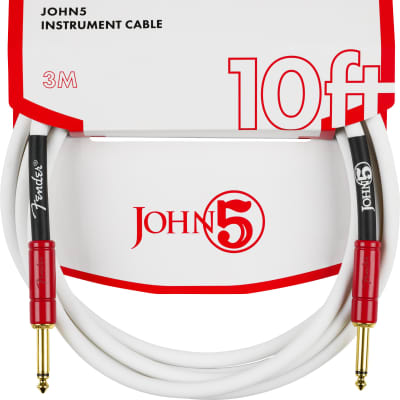 Fender John 5 Instrument Cable, White and Red, 10' for sale