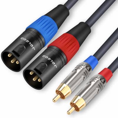 Dual RCA Male to Dual XLR Male Cable Adapter, 3.3FT Unbalanced L/R RCA to  XLR Phono Plug Cable, Left and Right