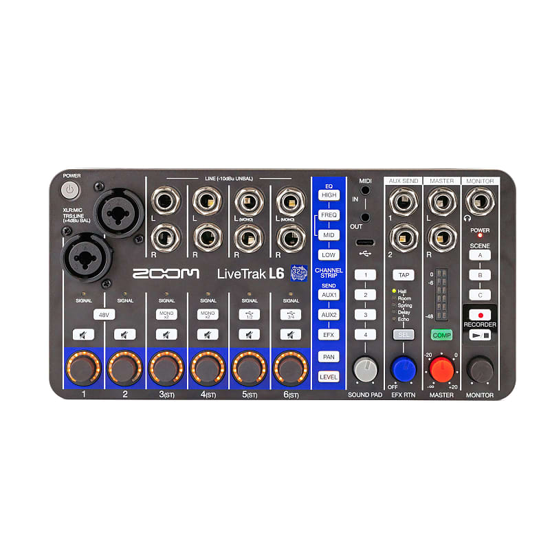 8-track Digital Mixer With Microphone Kit Zoom LiveTrak L-8