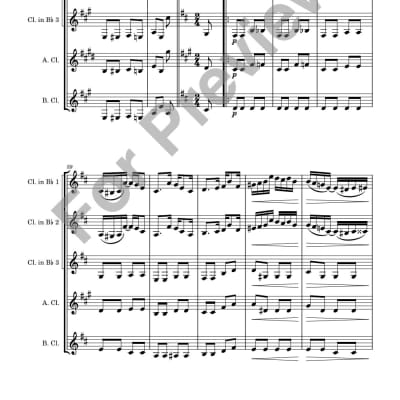 Clarinet Quartet Sheet Music - Paragon Rag (Scott Joplin). Arranged for clarinet quartet. Full Score and Parts. image 6