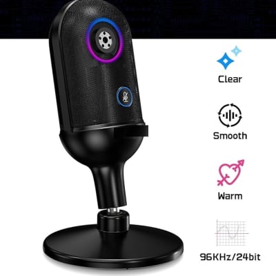 USB Microphone,Condenser Podcast Microphone for Computer,Mac,Smartphone,Plug&Play Gaming Mic with LED Quick Mute,1/8" Headphone Monitor Jack,for Recording,Singing,YouTube,Tiktok image 2