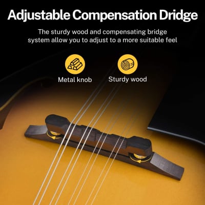 A Style Mahogany Mandolin with Tuner String Gig Bag and Guitar Picks Bundle Full Kit image 7