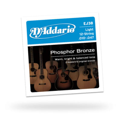 D'Addario EJ38 12-String Phosphor Bronze Light Acoustic Guitar St image 1