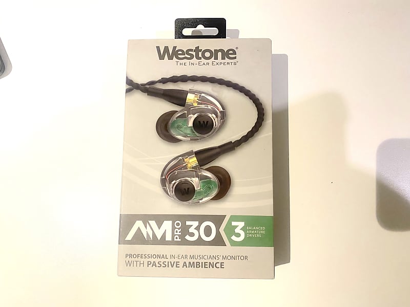 Westone AM PRO-30 Triple-Driver In-Ear Monitor Headphones 2010s - Clear/Black  			