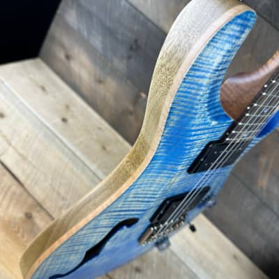 PRS Wood Library Custom 24 Semi-Hollow Flame Maple 10 Top, Korina Back, Torrified Maple Neck, Ziricote FB - Faded Blue Jean Satin 391870 image 17