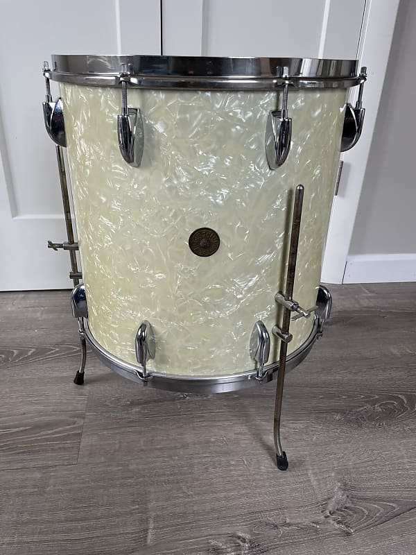 Gretsch 1953 Broadkaster 3 Ply Floor Tom 16x16 WMP White Reverb