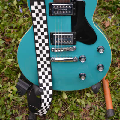 A beautiful DeArmond M-66  in Turquoise w/New Pickguard, New Chrome Dunlop Straploks & Like New Molded ABS LP Hard Case for sale