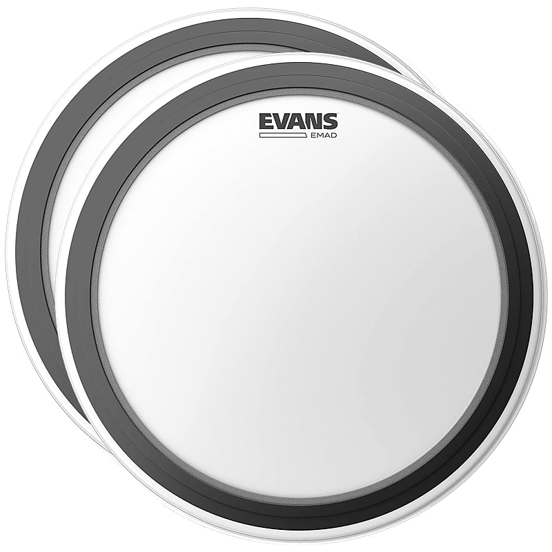 Evans 24" EMAD Bass Drum Batter Head Coated (2 Pack Bundle) Reverb