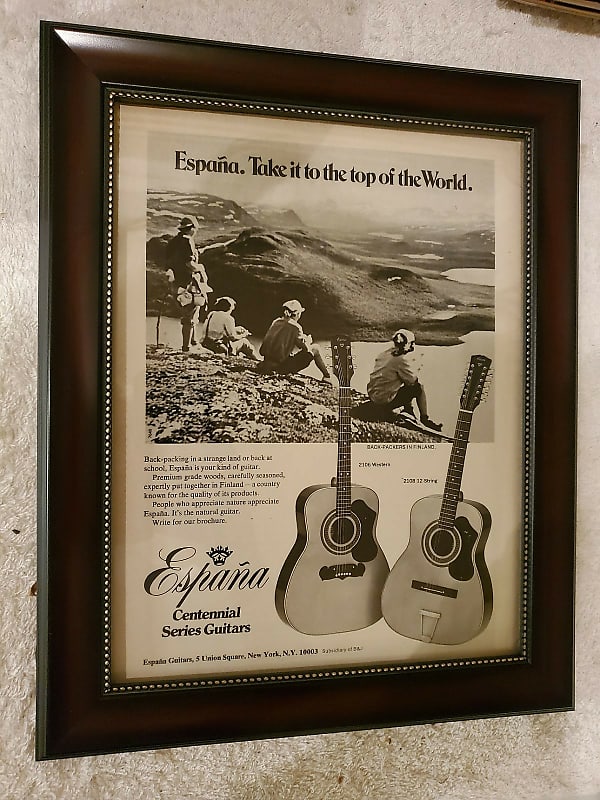 1972 Espana Guitars Promotional Ad Framed Espana Western & 12 Reverb