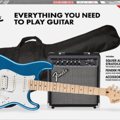 Fender Squier Affinity Series Stratocaster HSS Lake Placid Blue Electric Guitar Pack image 2