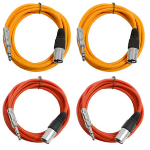 Seismic Audio SATRXL-M10-2ORANGE2RED 1/4" TRS Male to XLR Male Patch Cables - 10' (4-Pack)