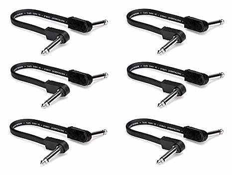 Hosa Technology 6" Molded Low-Profile Right-Angle to Same Flat Guitar Patch Cable, 6 Pack image 1