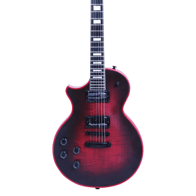 10S GF Single Cut Baritone Electric Guitar Left Handed  Satin Red Fire Burst image 2