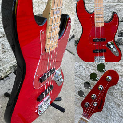 GAMMA Custom Bass Guitar J22-02, Beta Model, Quilted Flame Red image 13