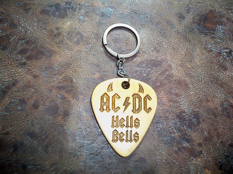 ac/dc engraved maple solid wood keychain image 1