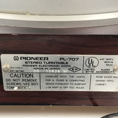 Vintage Pioneer PL-707 Stereo Turntable image 18