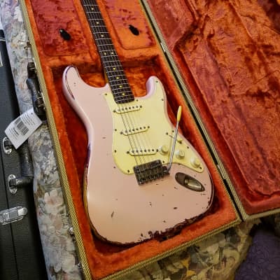 American Fender Stratocaster Standard  Shell Pink Over Candy Apple CS Fat 50's image 2