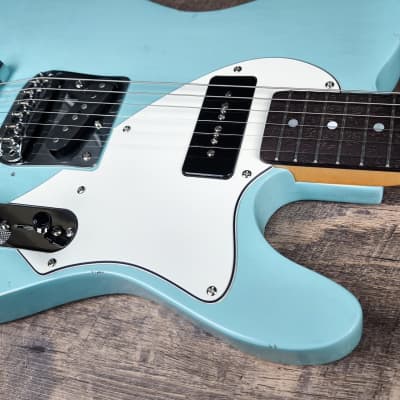 MyDream Partcaster Custom Built - Relic Sonic Blue Bigsby P90 image 6