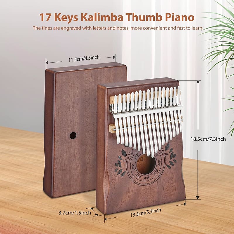 17 Keys, Solid Wood Thumb Piano Portable Mbira Finger Piano