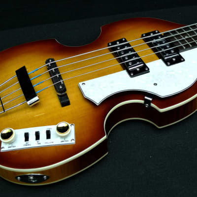 NEW Hofner CAVERN Reissue Beatle Bass HI-CA-PE-SB & CASE with Flat Wounds & 500/1 type Tea Cup Knobs image 3