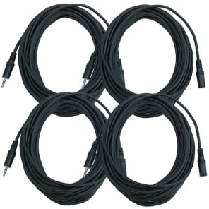 Seismic Audio SA-iMF25-4PACK 1/8" TRS Male to Female Extender Patch Cables - 25' (4-Pack)